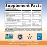 Tabla nutricional del suplemento Garden of Life Magnesio con Prebióticos y Probióticos sabor Durazno 60 Gomitas