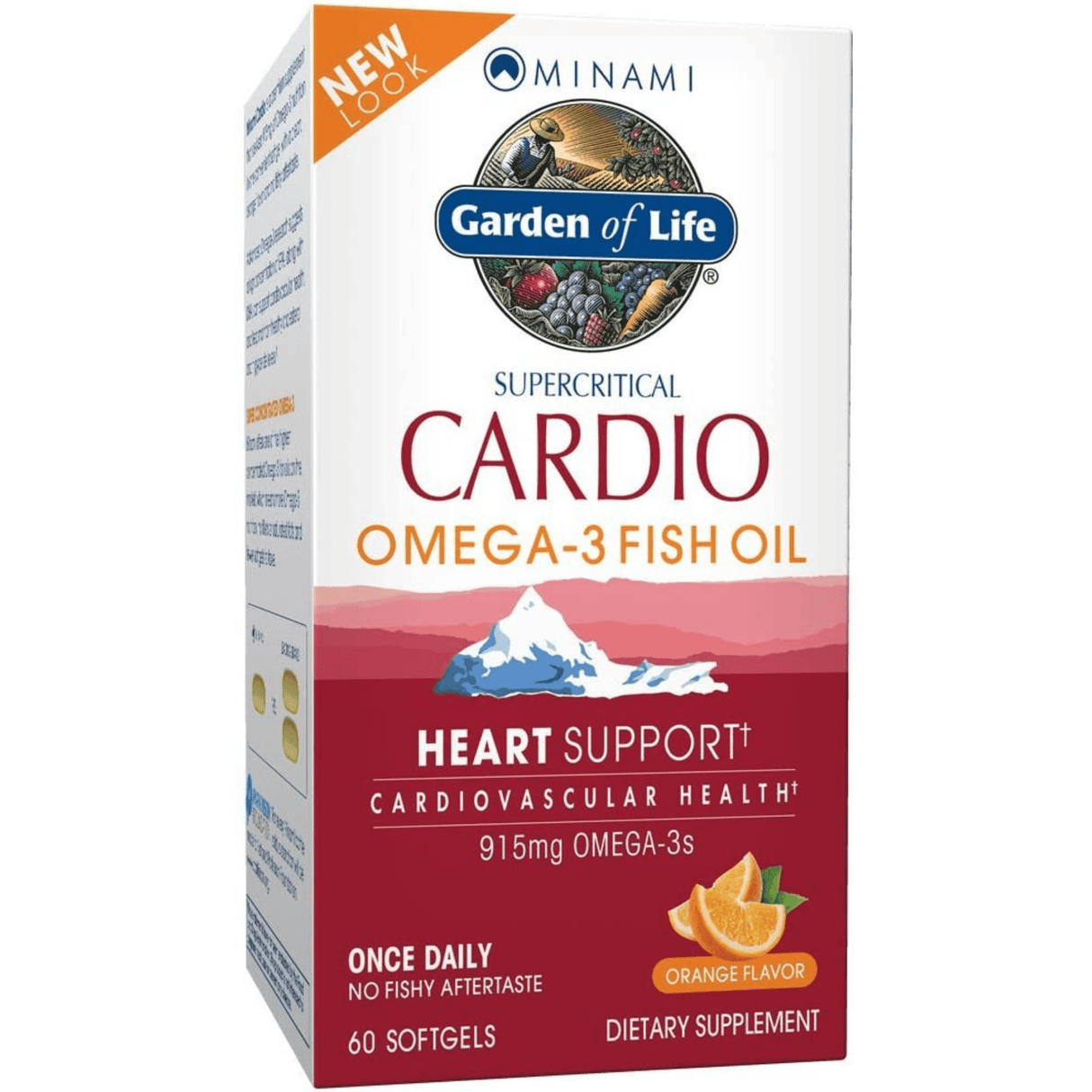 Caja de Garden of Life Minami aceite de pescado Omega-3 sabor naranja, presentación de 60 cápsulas blandas