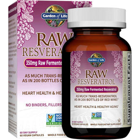 Garden of Life resveratrol crudo 350 mg por cápsula, frasco de 60 cápsulas