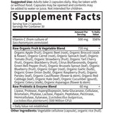 Tabla nutricional del suplemento Garden of Life Vitamina C 500mg 60 cápsulas veganas