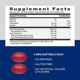 Tabla nutricional del suplemento GNC Aceite de Krill 220 mg 60 cápsulas blandas
