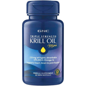 Frasco de suplemento GNC Aceite de Krill 220 mg 60 cápsulas blandas