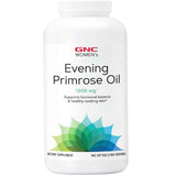 Frasco de suplemento GNC Aceite de Onagra 1300 mg 180 Cápsulas Blandas