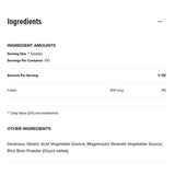 Tabla nutricional del suplemento GNC Ácido Fólico 400 mcg 100 tabletas vegetarianas
