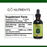 Tabla nutricional del suplemento Go Nutrients Yodo Naciente 2694 mcg 30 ml