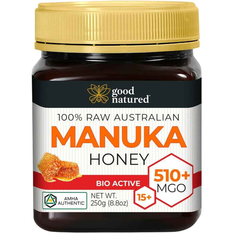 Frasco de Miel de Manuka Cruda Australiana Good Natured 510+ MGO 250 g