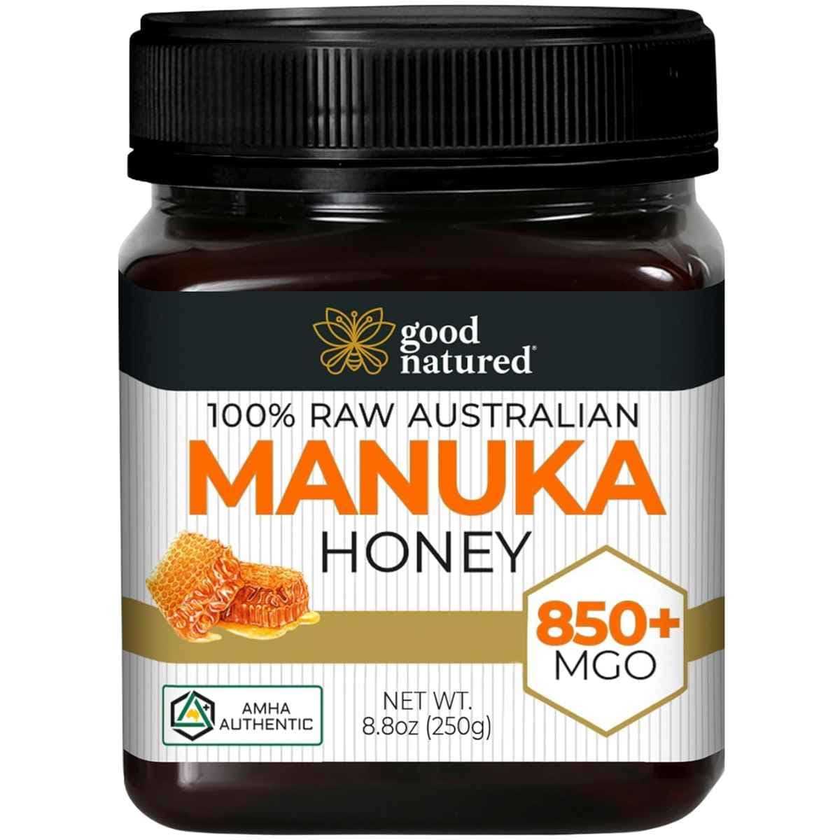 Frasco de suplemento Good Natured Miel de Manuka Cruda Australiana 850+ MGO 250 g