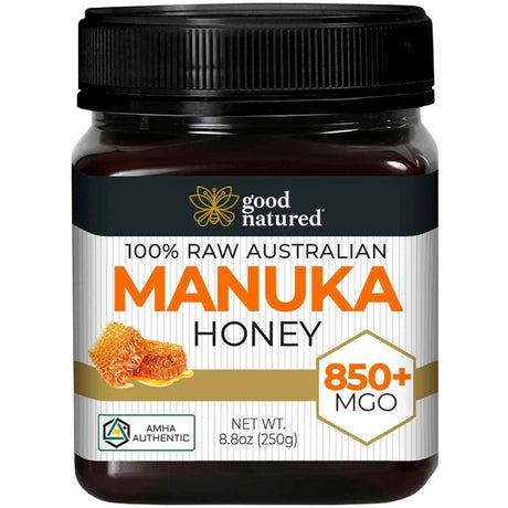 Frasco de suplemento Good Natured Miel de Manuka Cruda Australiana 850+ MGO 250 g