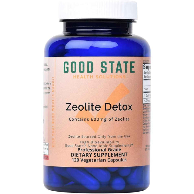 Frasco de suplemento Good State Zeolita Desintoxicación 120 cápsulas vegetarianas