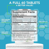Tabla nutricional del suplemento Great Oral Health Probióticos Orales Avanzados Menta Fresca 60 tabletas masticables