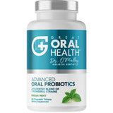 Frasco de suplemento Great Oral Health Probióticos Orales Avanzados Menta Fresca 60 tabletas masticables