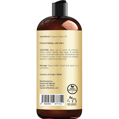 Tabla nutricional del Aceite de Ricino Orgánico Handcraft Blends 473 ml líquido
