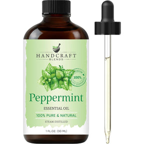 Frasco frontal de Handcraft Blends aceite esencial de menta de 30 ml con gotero visible