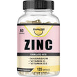Frasco de suplemento Happi Mi Nutrition Zinc con Magnesio, Vitamina C y D3 120 cápsulas