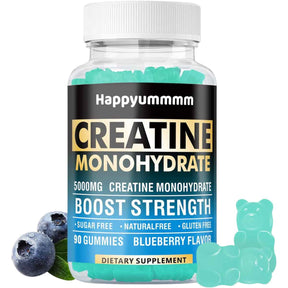 Happyummmm Monohidrato de Creatina 5000 mg - Sabor Arándano Azul - 90 Gomitas - Haz Tu Pedido