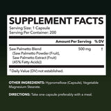 Información del suplemento Havasu Nutrition saw palmetto 500 mg, 200 cápsulas