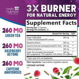 Tabla nutricional del suplemento Health Nutrition Naturals Extracto de Té Verde EGCG 1300 mg 120 cápsulas