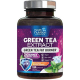 Frasco de suplemento Health Nutrition Naturals Extracto de Té Verde EGCG 1300 mg 120 cápsulas