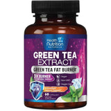 Frasco de suplemento Health Nutrition Naturals Extracto de Té Verde EGCG 1300 mg 60 cápsulas