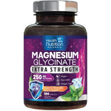 Frasco de glicinato de magnesio Health Nutrition Naturals de 180 tabletas