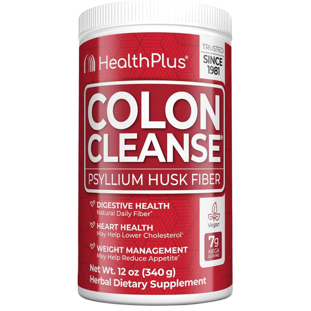 Frasco de suplemento Health Plus Cáscara de Psyllium polvo 12 oz (340 g)