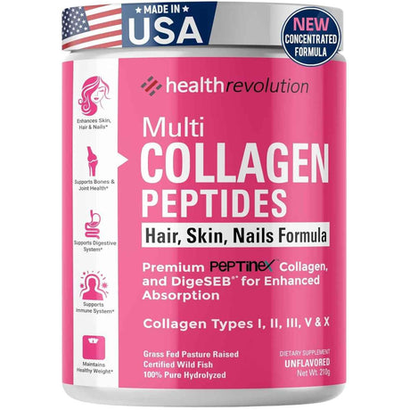 Frasco de suplemento Health Revolution Peptidos de Colageno Multi 210 g