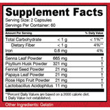 Tabla nutricional del suplemento HealthPlus Super Colon Cleanse 120 cápsulas.