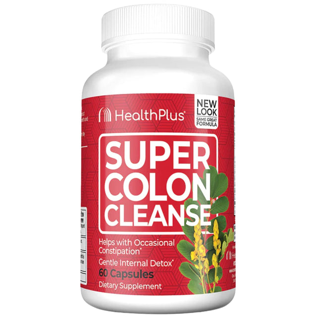 Frasco de suplemento HealthPlus Super Colon Cleanse 60 cápsulas