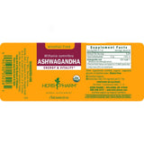 Tabla nutricional del suplemento Herb Pharm Ashwagandha sin alcohol 30 ml