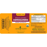 Tabla nutricional del suplemento Herb Pharm Ashwagandha sin alcohol 60 ml