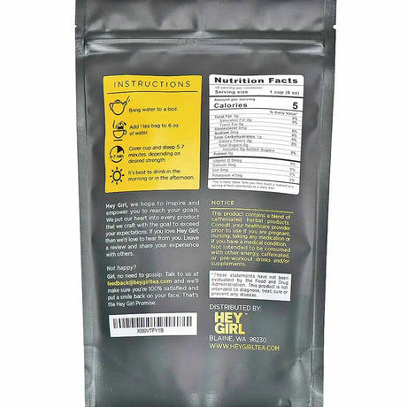 Hey Girl  te energizante - 72 g - Tabla Nutricional - 18 Servicios - Haz Tu Pedido
