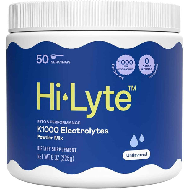 Frasco de suplemento Hi-Lyte K1000 Electrolitos sin sabor 50 porciones