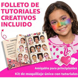 Folleto de tutoriales incluido con el kit de maquillaje infantil Hollyhi rosa y negro