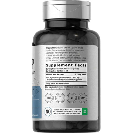 Tabla nutricional del suplemento Horbäach 5-HTP 400 mg 120 cápsulas