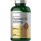 Frasco de suplemento Horbäach Aceite de Linaza Orgánico 3000 mg 300 cápsulas blandas