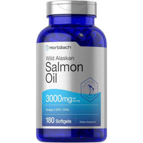 Frasco de suplemento Horbäach Aceite de Salmón de Alaska Salvaje 180 cápsulas blandas