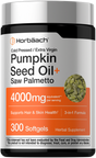 Frasco de Horbäach Aceite de semilla de calabaza con Saw Palmetto, 300 cápsulas blandas