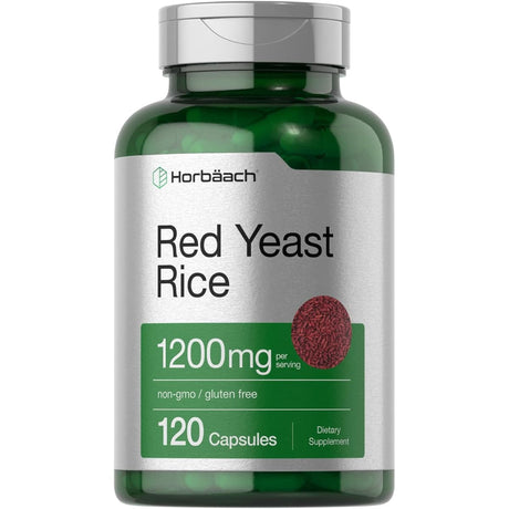 Frasco de suplemento Horbäach Arroz de Levadura Roja 1200 mg 120 Cápsulas