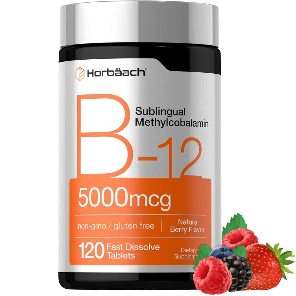 Horbaach Vitamina B12 Metilcobalamina 5000 mcg 120 tabletas