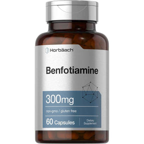 Frasco de suplemento Horbäach Benfotiamina 300 mg 60 Cápsulas