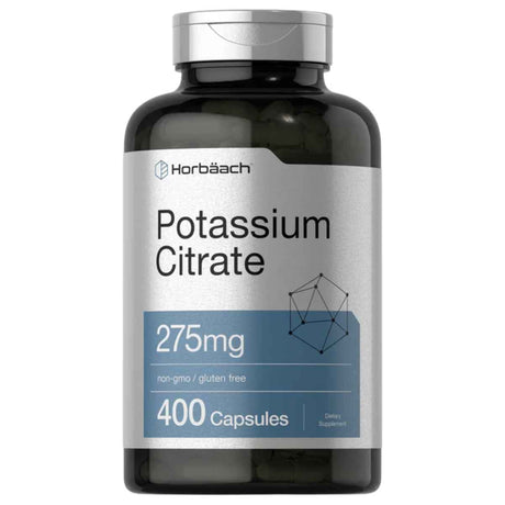 Frasco de suplemento Horbaach Citrato de Potasio 400 cápsulas