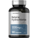 Frasco de suplemento Horbäach Clorhidrato de Betaína 180 cápsulas