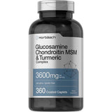 Frasco de suplemento Horbäach Complejo de Glucosamina, Condroitina, MSM y Cúrcuma 360 Tabletas Recubiertas