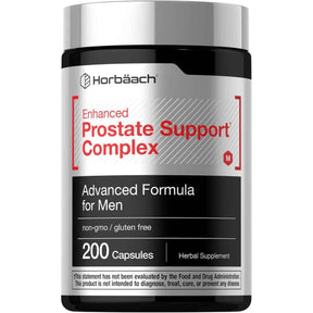 Frasco frontal de Horbäach complejo herbal para hombres con 200 cápsulas