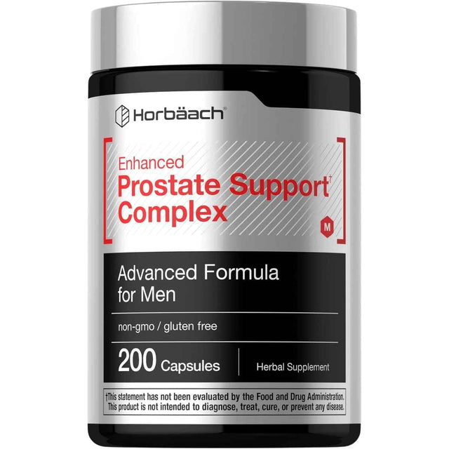Frasco frontal de Horbäach complejo herbal para hombres con 200 cápsulas