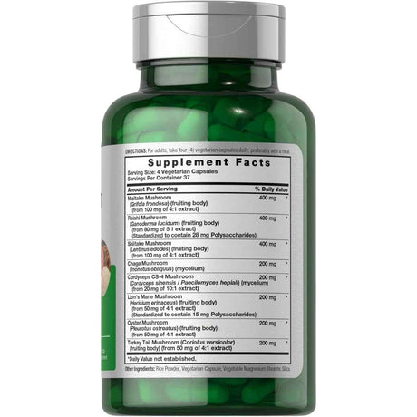 Tabla nutricional del suplemento Horbäach Complejo de Hongos 150 cápsulas vegetarianas
