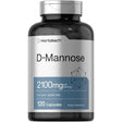 Frasco frontal de Horbaach D-manosa 2100 mg por porción, presentación de 120 cápsulas