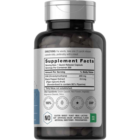 Tabla nutricional del suplemento Horbaach DIM 200 cápsulas
