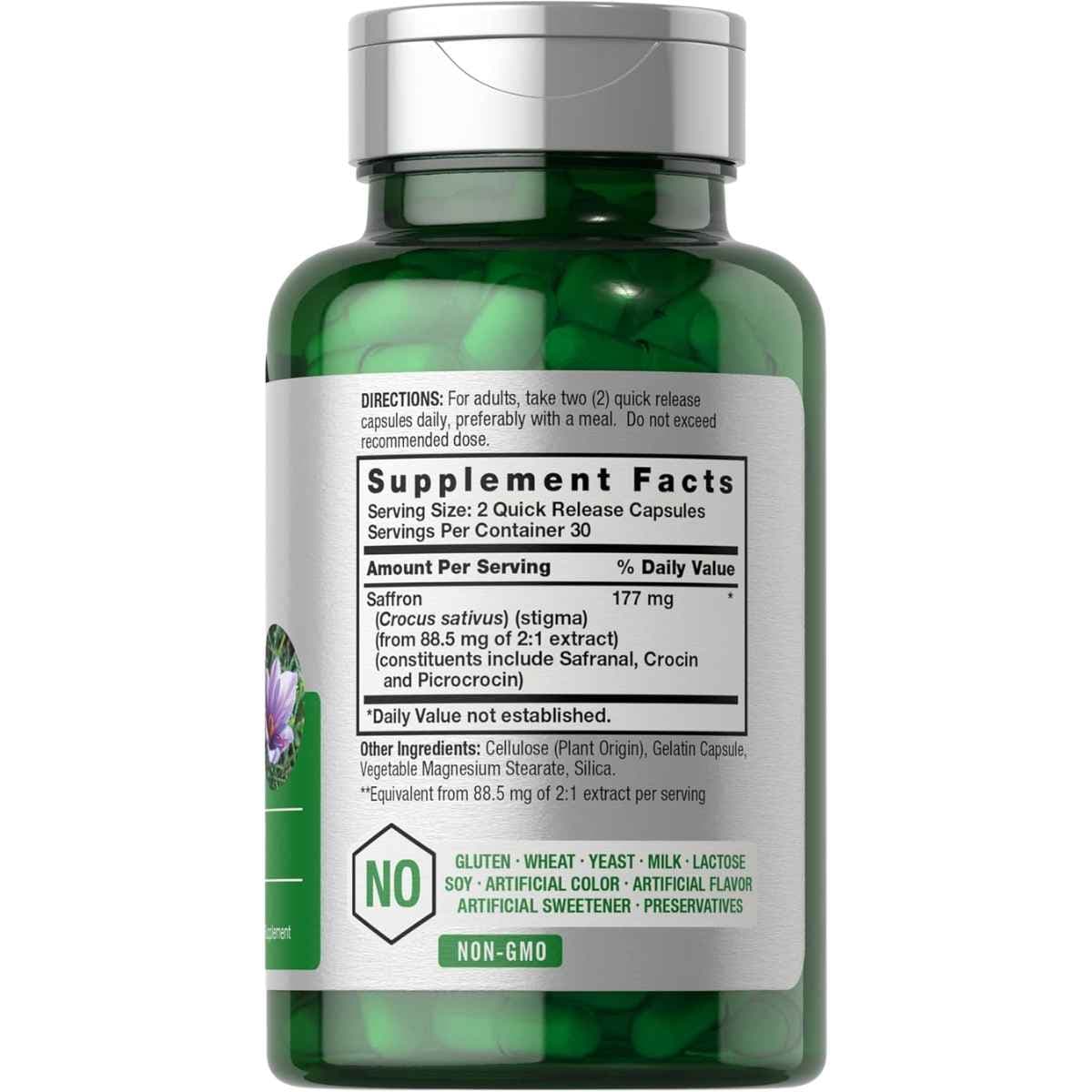 Tabla nutricional del suplemento Horbäach Extracto de Azafrán 177 mg 60 cápsulas