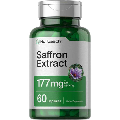 Frasco de suplemento Horbäach Extracto de Azafrán 177 mg 60 cápsulas